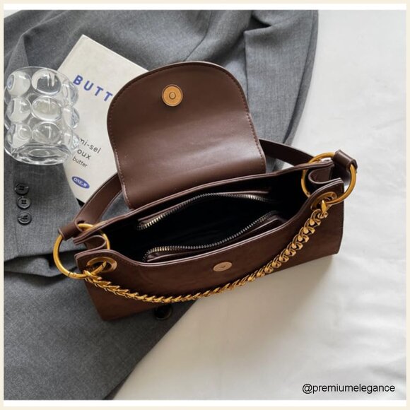 Medium Flap Crossbody Bag Vegan Leather Clutch Retro Y2K Style - Picture 3 of 6